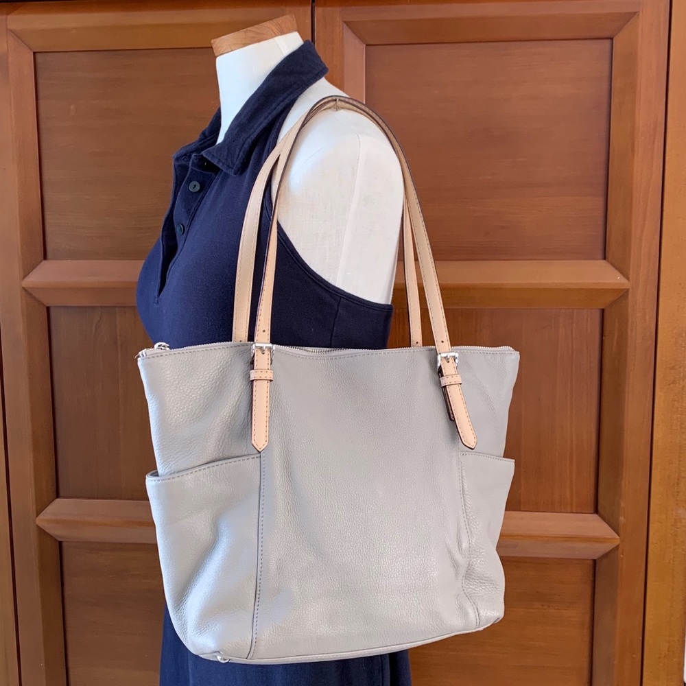 Michael Kors Jet Set Grey Pebbled Leather Tote